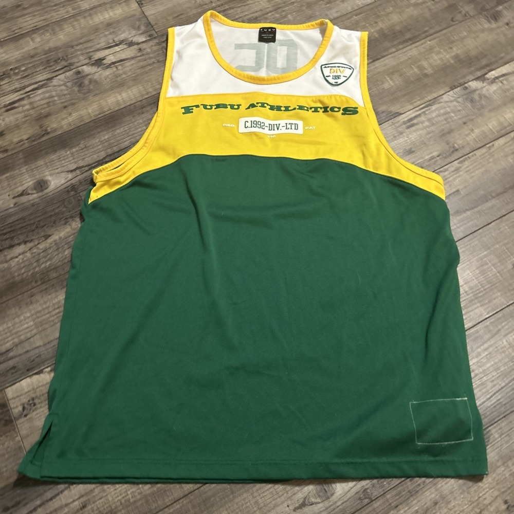 FUBU Athletic Jersey 1992 Yellow Green Tank‎ Top Men's XL